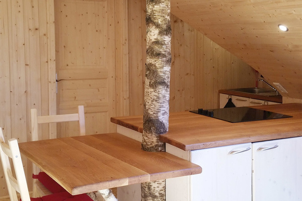 Küche und Essbereich in der Ferienwohnung Taubenschlag 